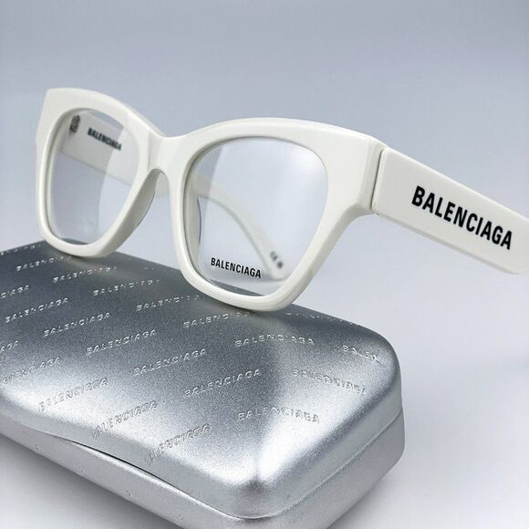 NEW Balenciaga BB0263O 003 White Square Unisex Eyeglasses - Picture 2 of 11